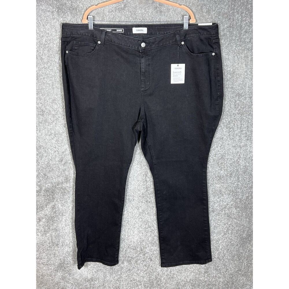 Sonoma Jeans Womens Size 24WS Black Denim‎ Curvy Slim Boot Stretch 5 Pocket NWT